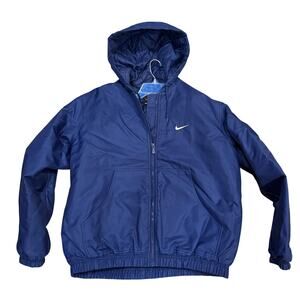 Nike Jacket Coat Navy Blue Women Youth? Size Large 12-14 Full Zip Hood Polyester